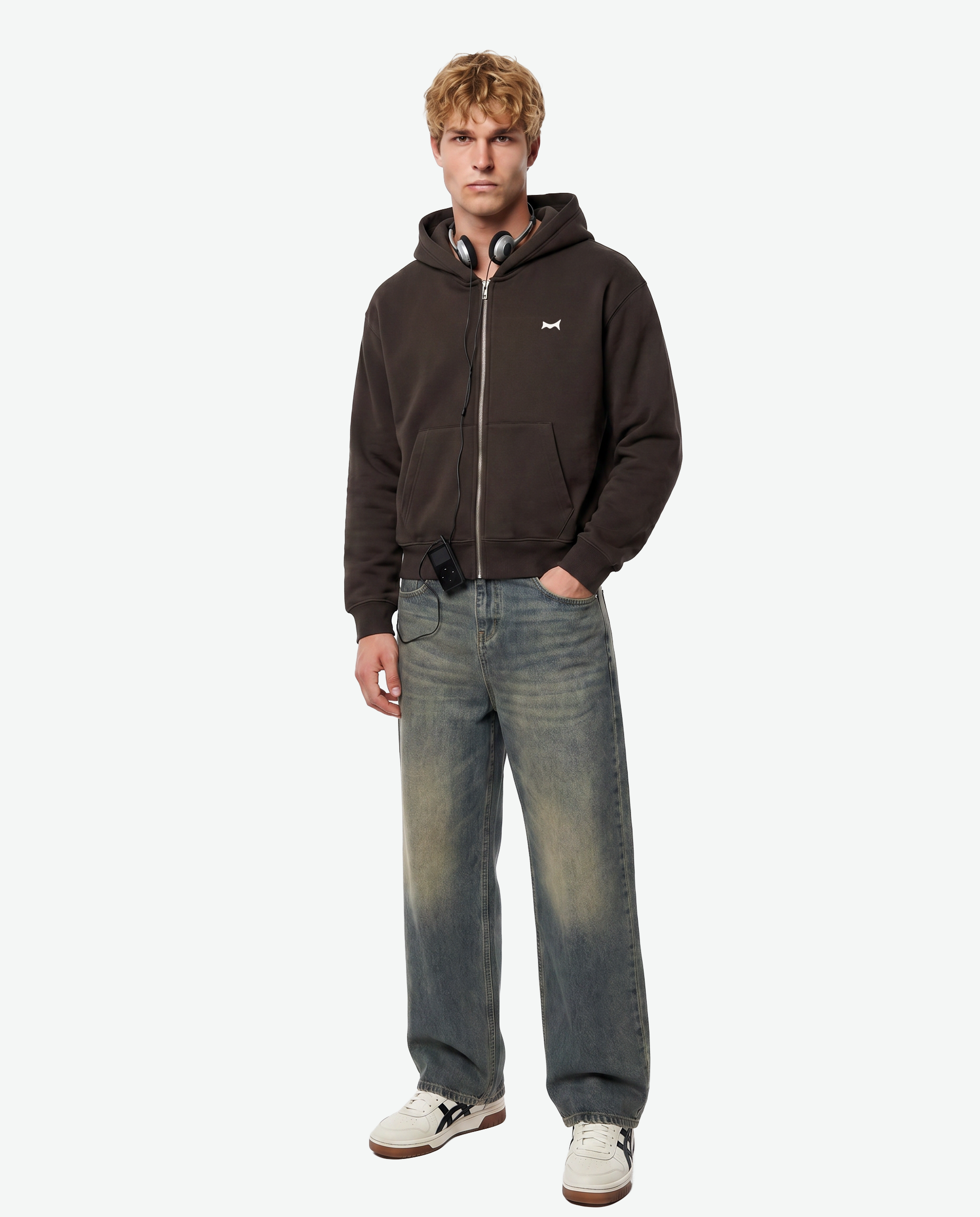 REBORN Zip Hoodie — Brown