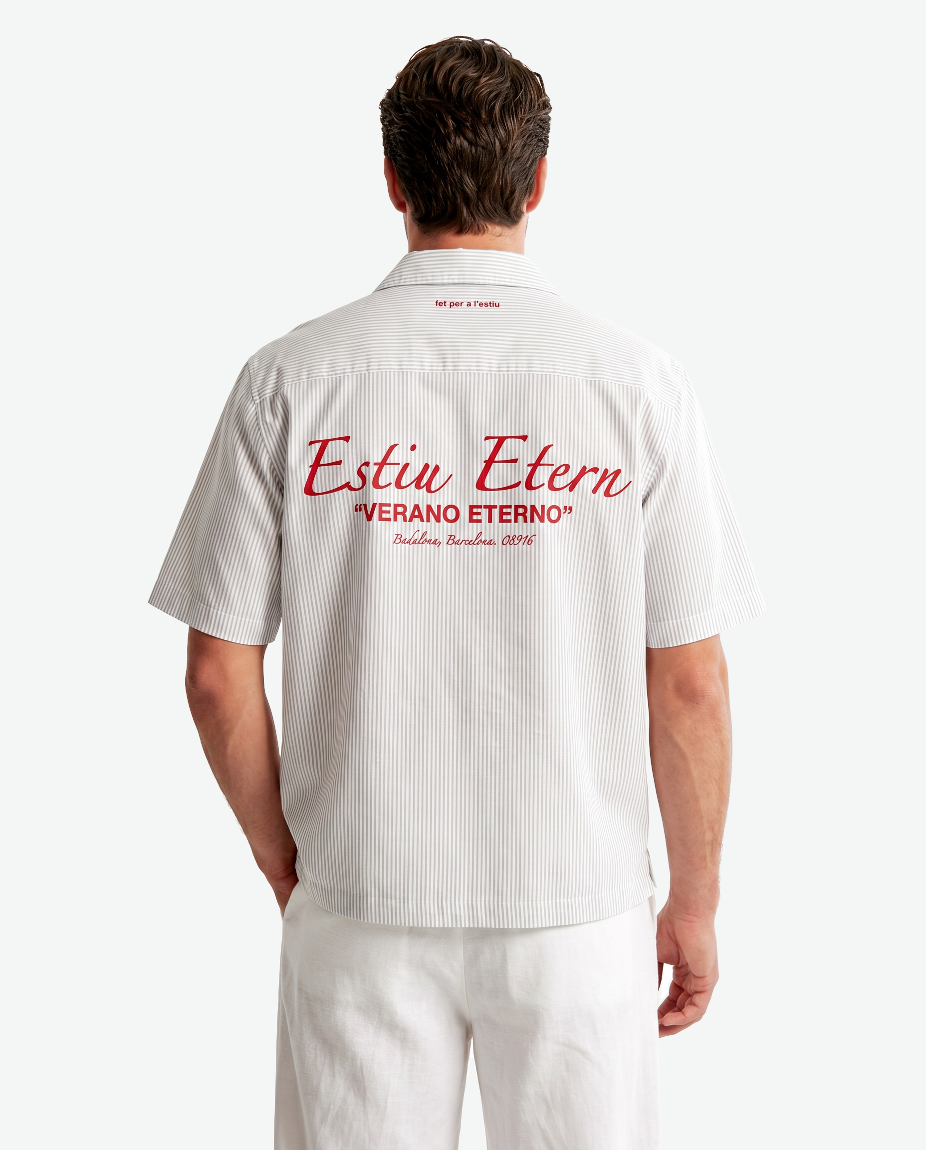 Estiu Etern Short Sleeve Shirt — White Stripe