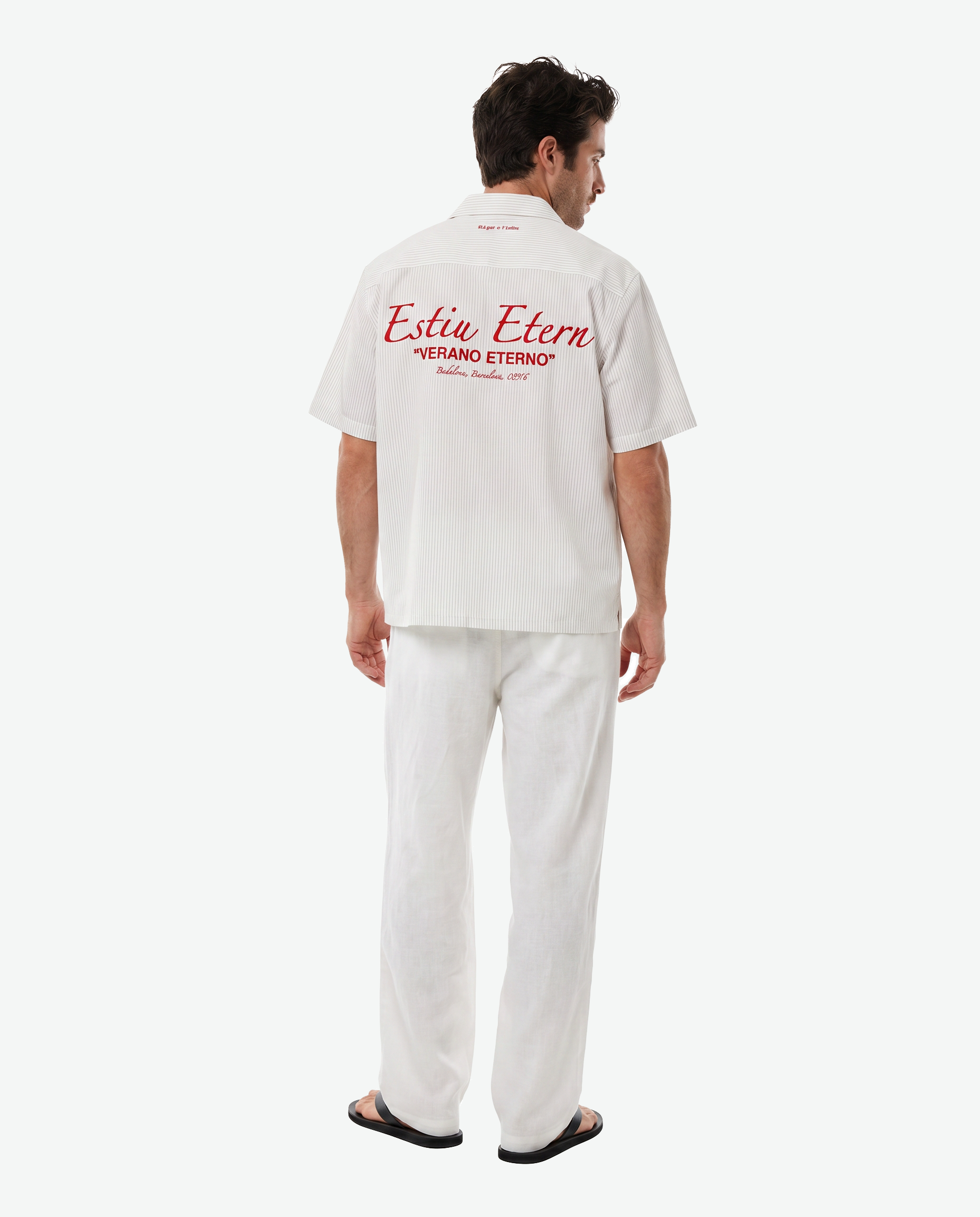 Estiu Etern Short Sleeve Shirt — White Stripe