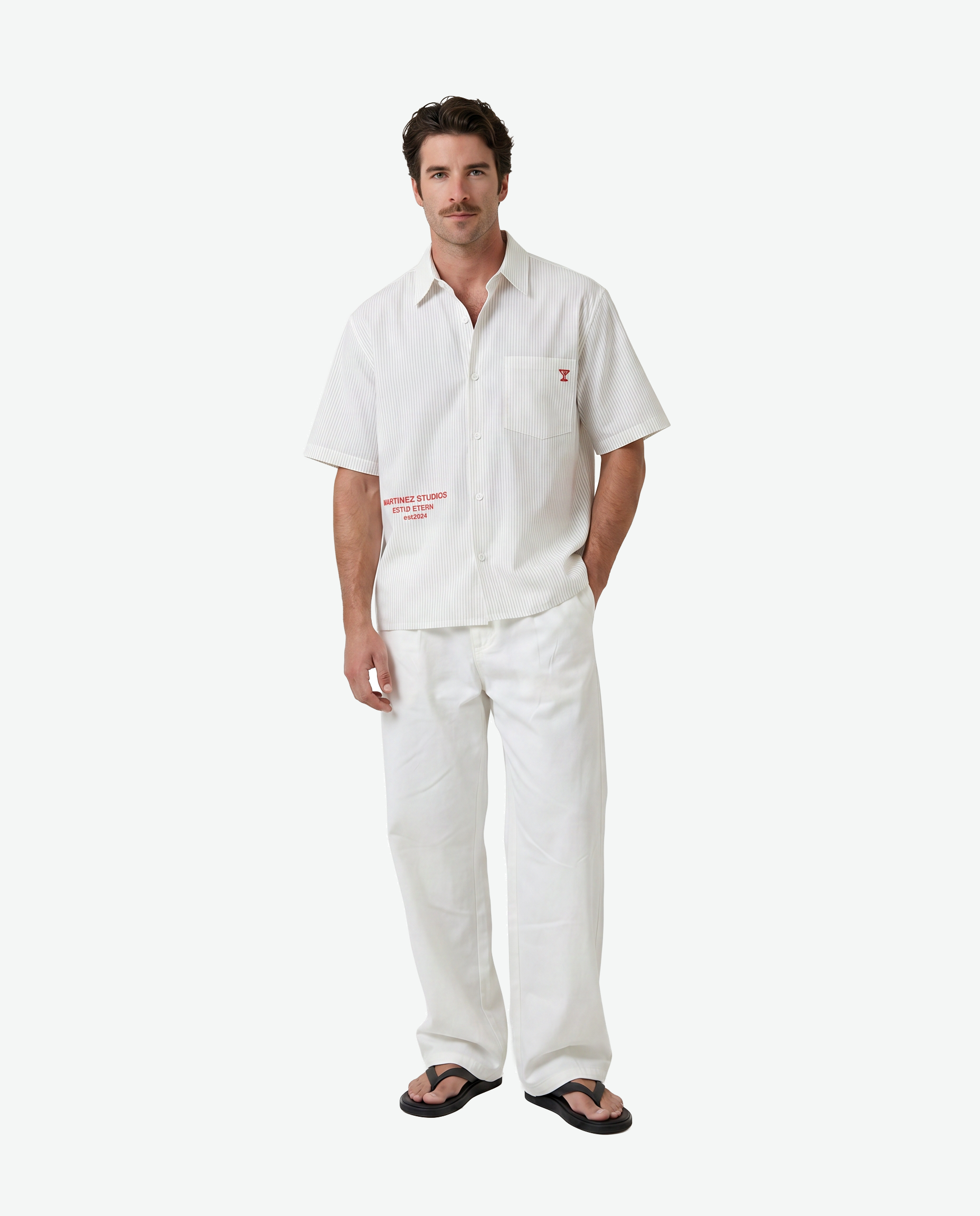 Estiu Etern Short Sleeve Shirt — White Stripe