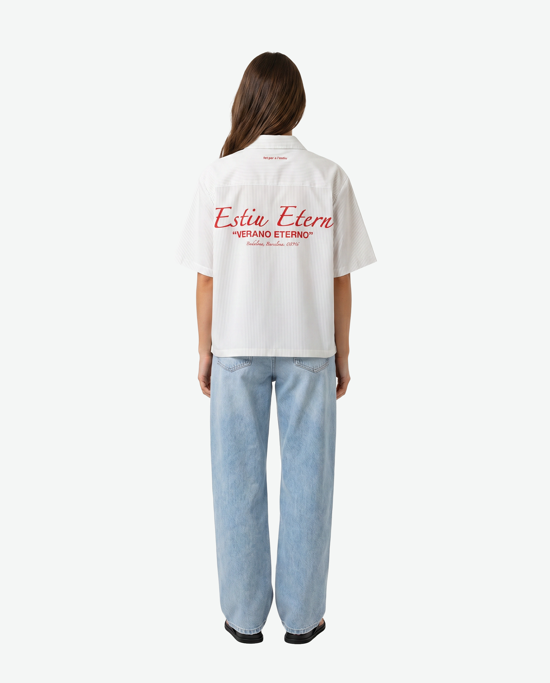 Estiu Etern Short Sleeve Shirt — White Stripe