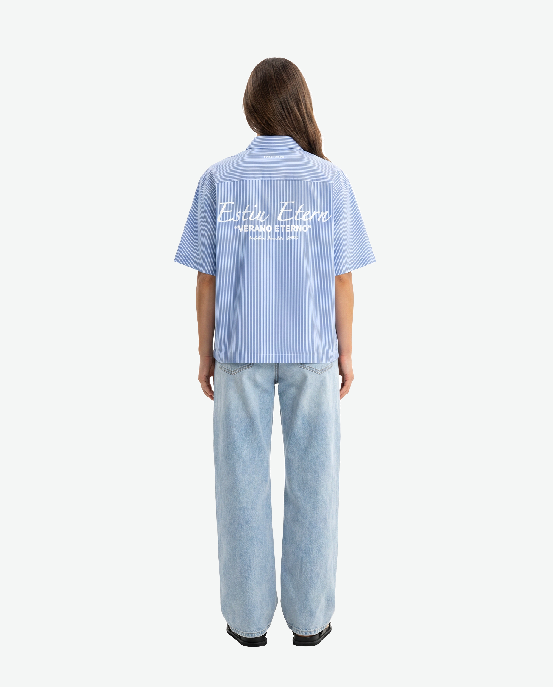Estiu Etern Short Sleeve Shirt — Blue Stripe