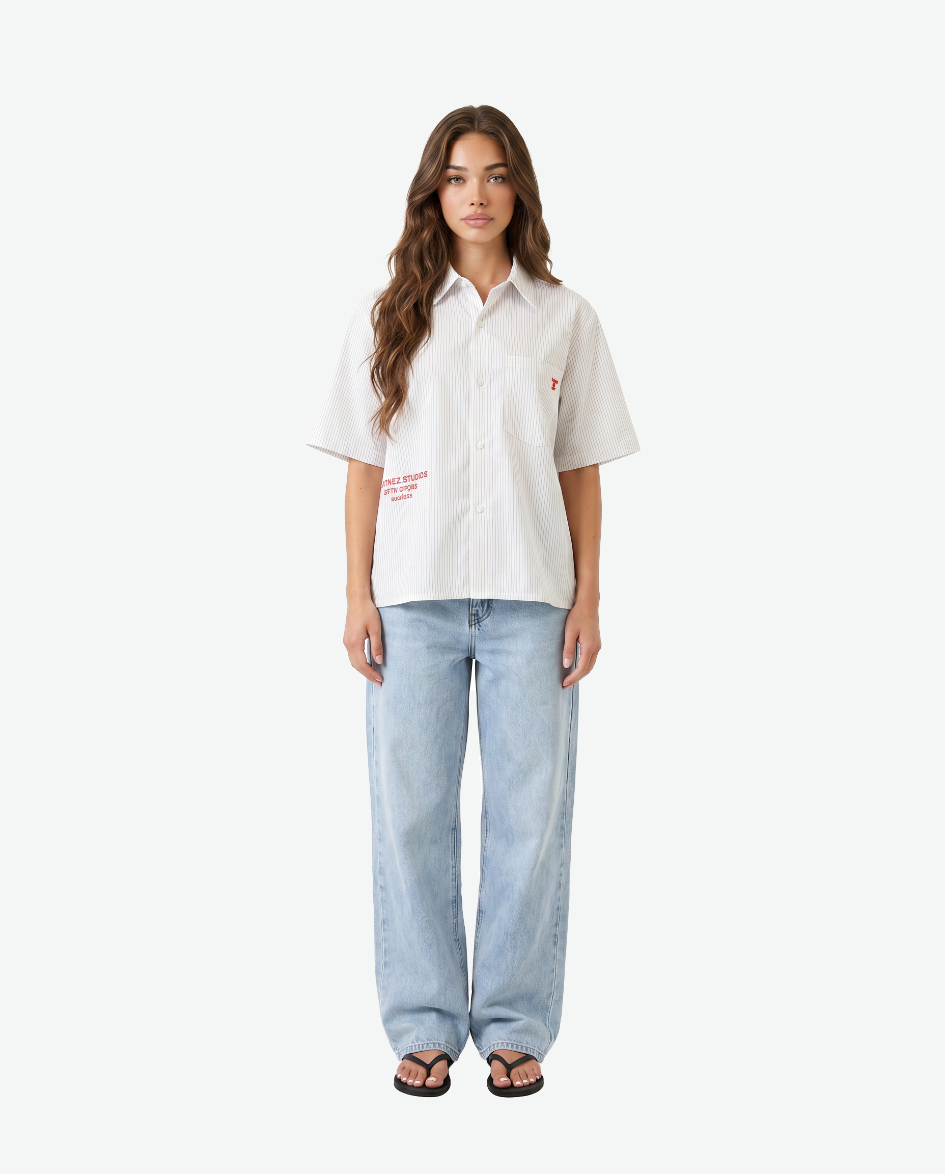 Estiu Etern Short Sleeve Shirt — White Stripe
