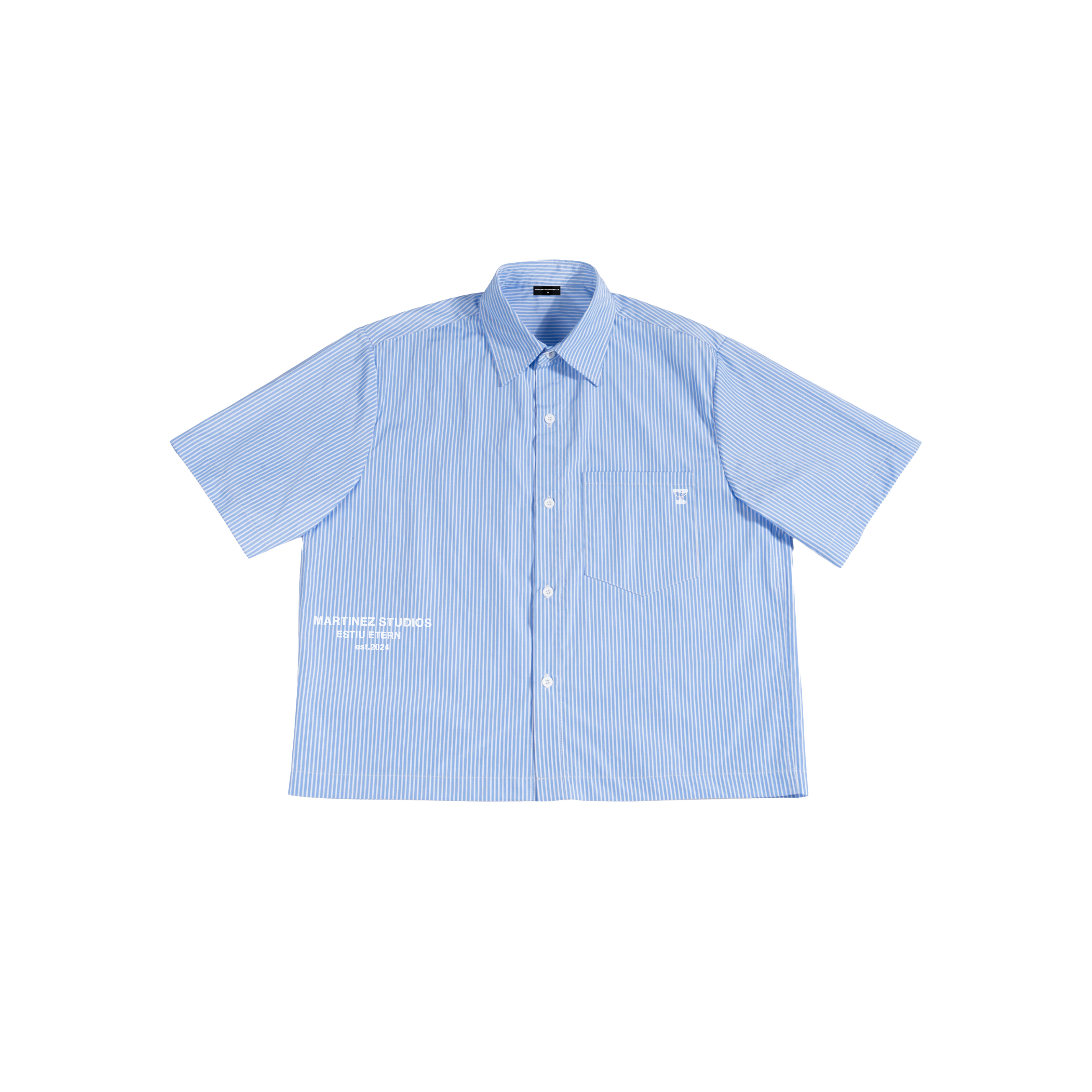 Estiu Etern Boxy-Fit Shirt – Blue Stripe