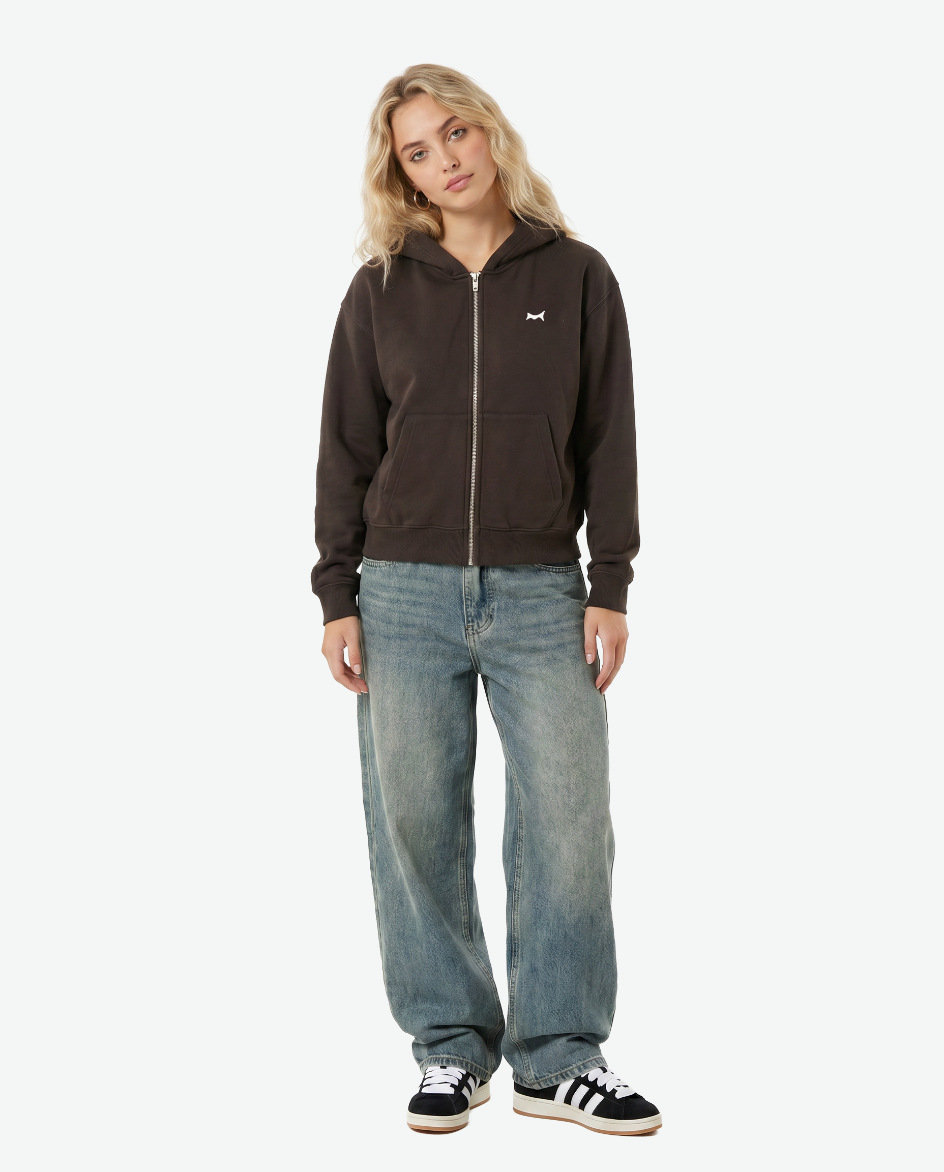REBORN Zip Hoodie — Brown