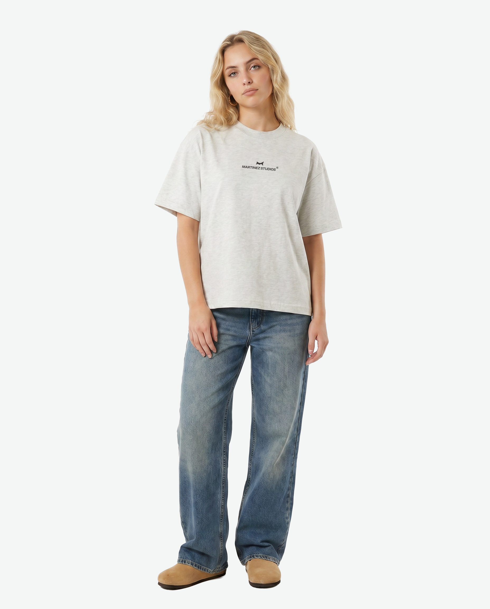 REBORN Boxy Tee — Oat Gray