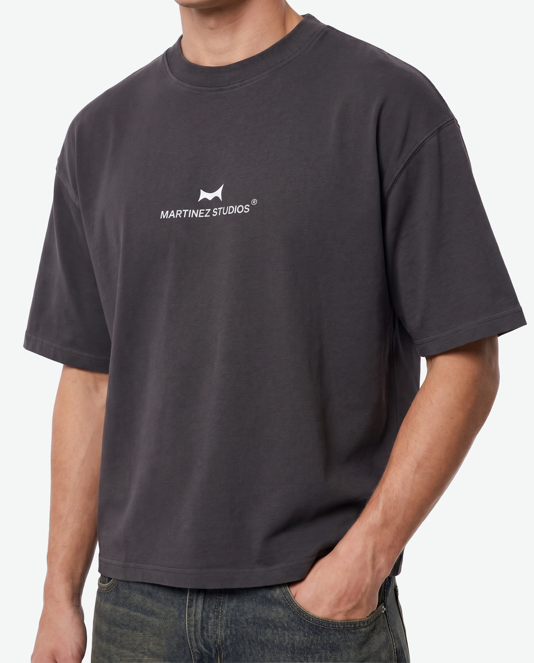 REBORN Boxy Tee — Charcoal