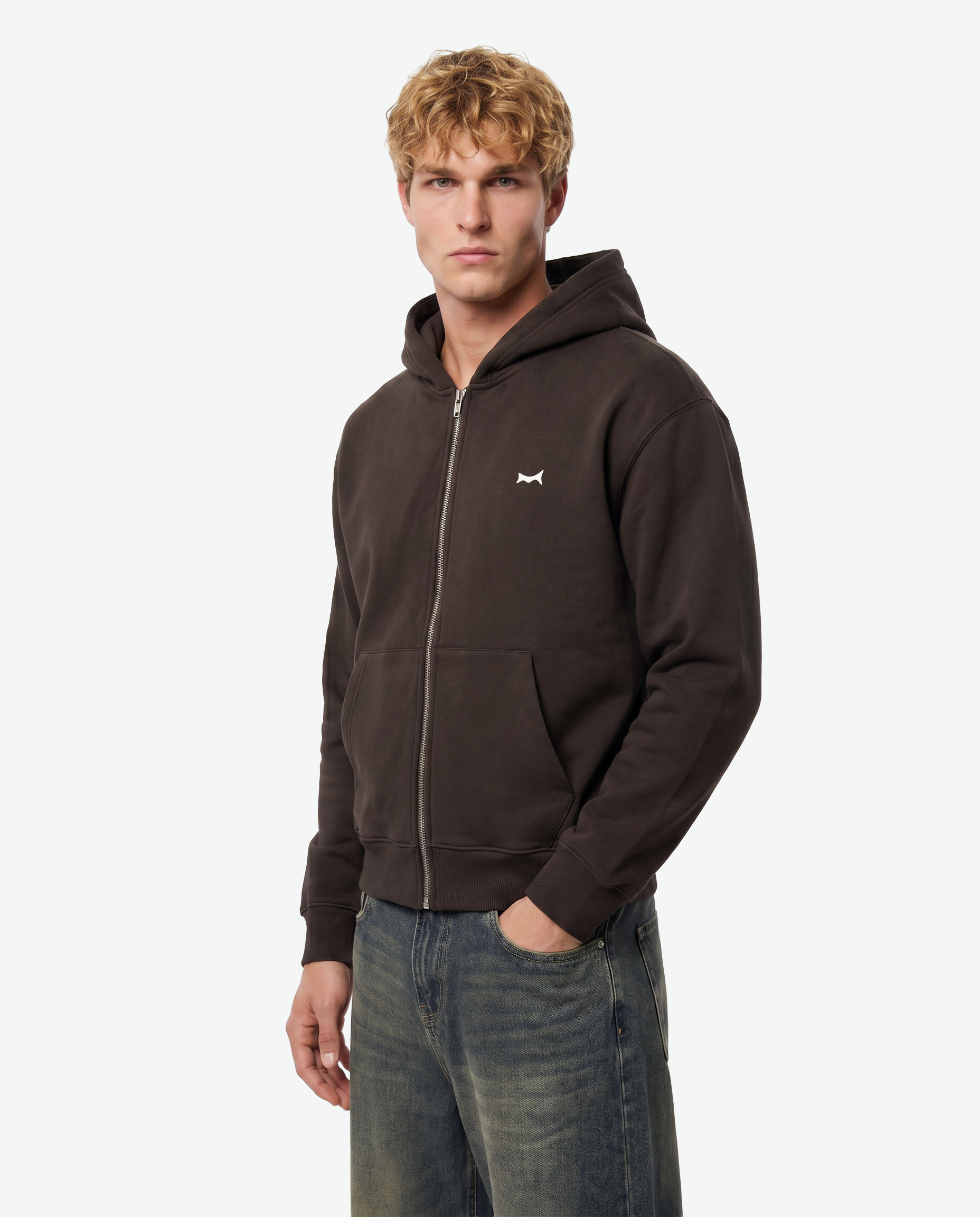 REBORN Zip Hoodie — Brown