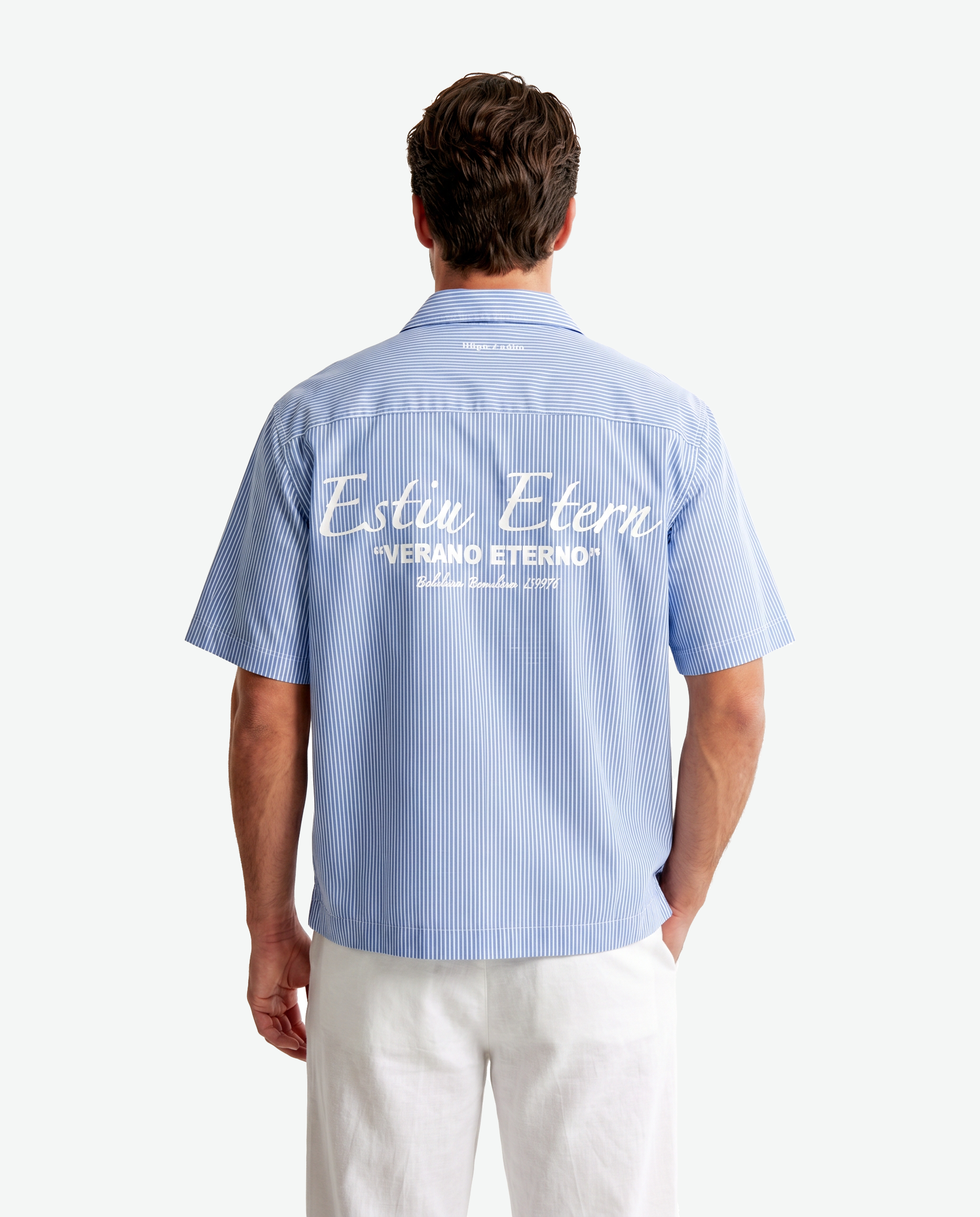 Estiu Etern Short Sleeve Shirt — Blue Stripe