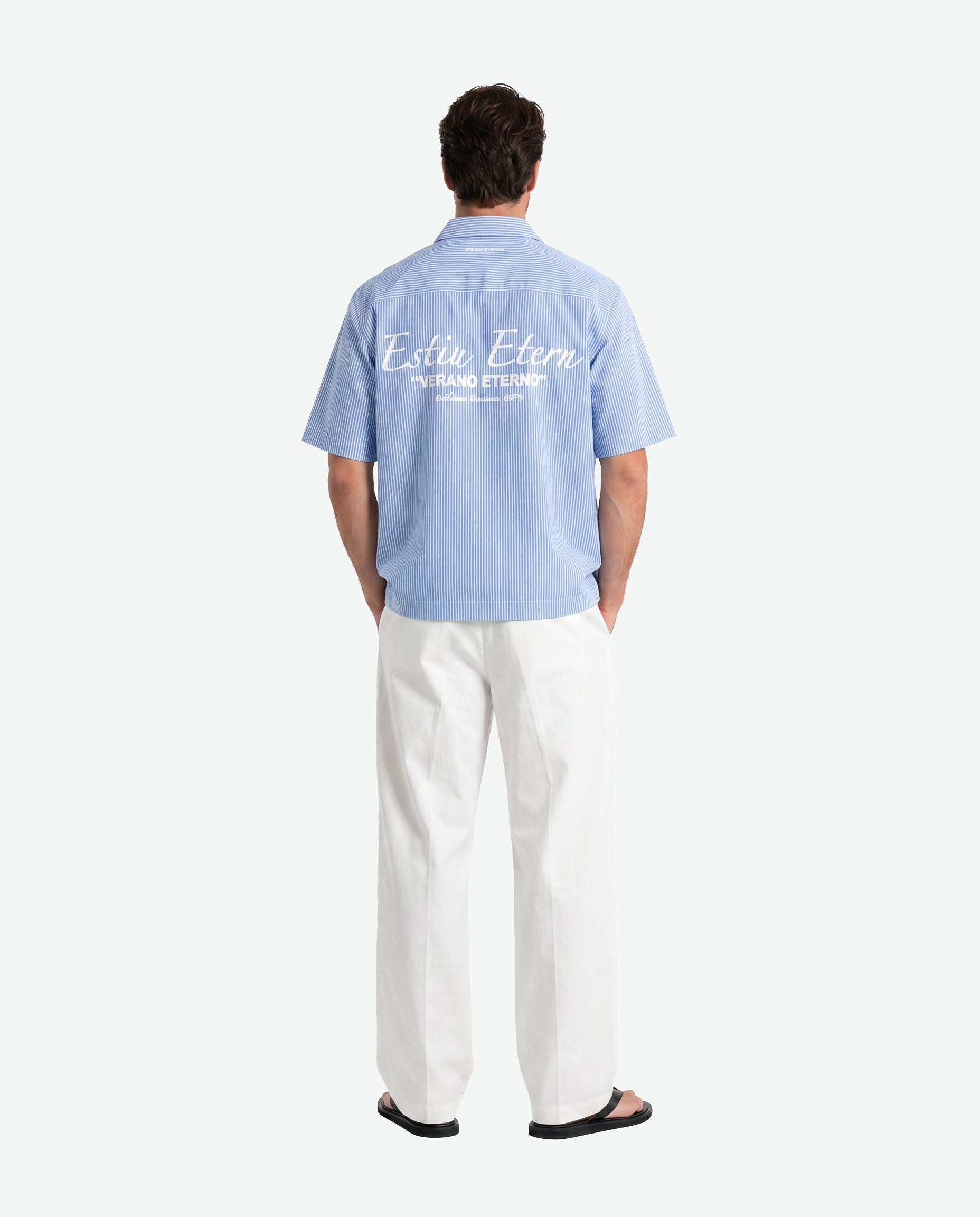 Estiu Etern Short Sleeve Shirt — Blue Stripe