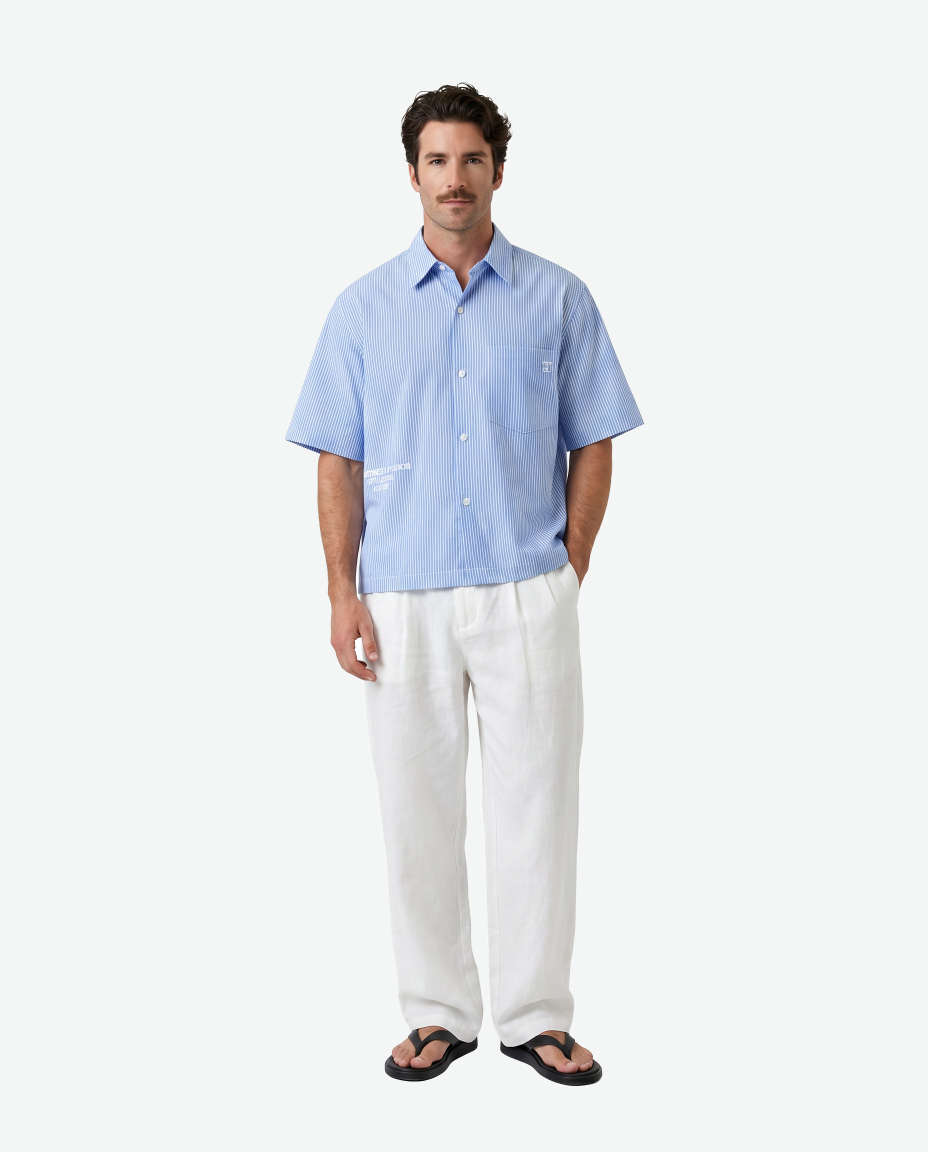 Estiu Etern Short Sleeve Shirt — Blue Stripe
